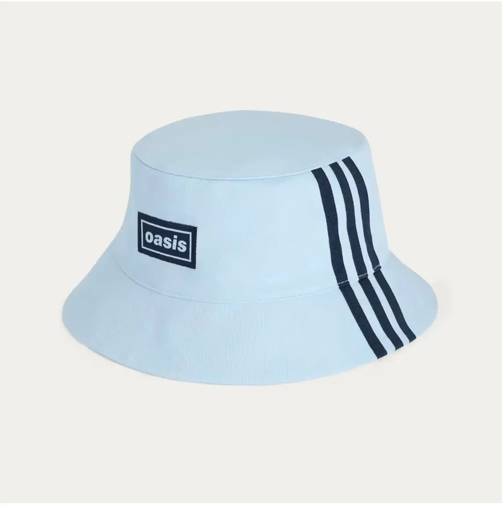 Adidas x Oasis Tour 2025 Bucket Hat Light Blue Stripe Embroidered Trefoil NEW